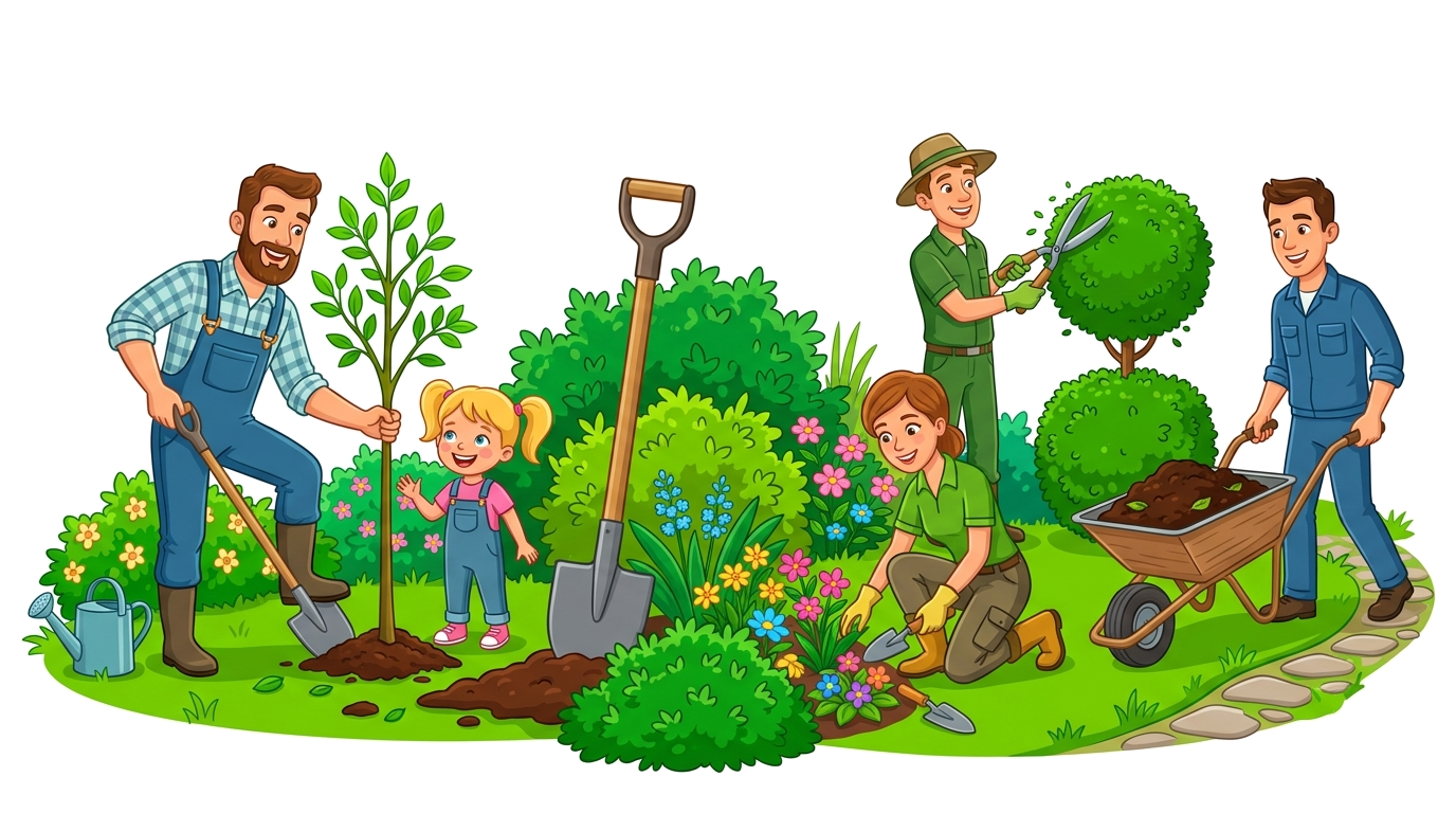 فريق ومهندسو مؤسسة حدائق الريان لتنسيق الحدائق